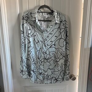 Sugarlips Black and White Floral Button Down Shirt